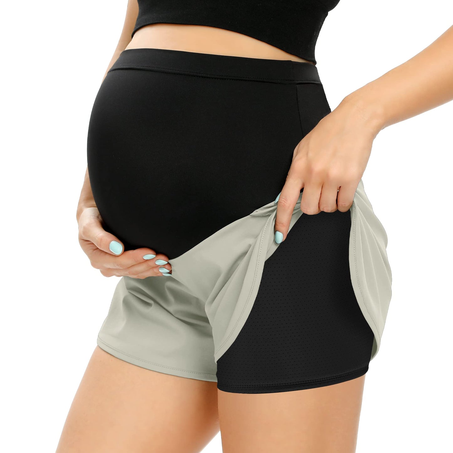 POSHGLAM Women‘s Maternity Shorts Over Belly Workout Running Casual Summer Pregnancy Shorts