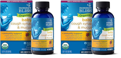 Mommy's Bliss Organic Baby Cough Syrup and Mucus + Immunity Support, Contains Organic Agave and Ivy Leaf, Made for Babies 4 month+, 1.67 Fluid Ounces
