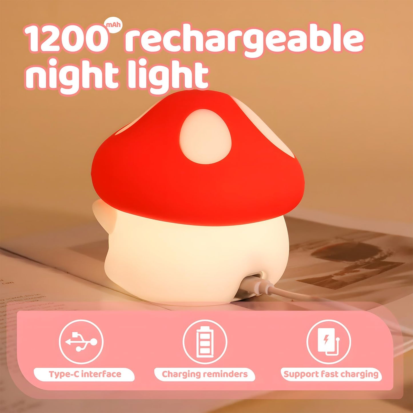 DuDu Duck Night Light, Cute Duck Lamp, Squishy Silicone Nightlight for Bedrooms with 30 Minutes Timer, Rechargeable Bedside Lamp with Touch Control for Bedrooms, Living Room
