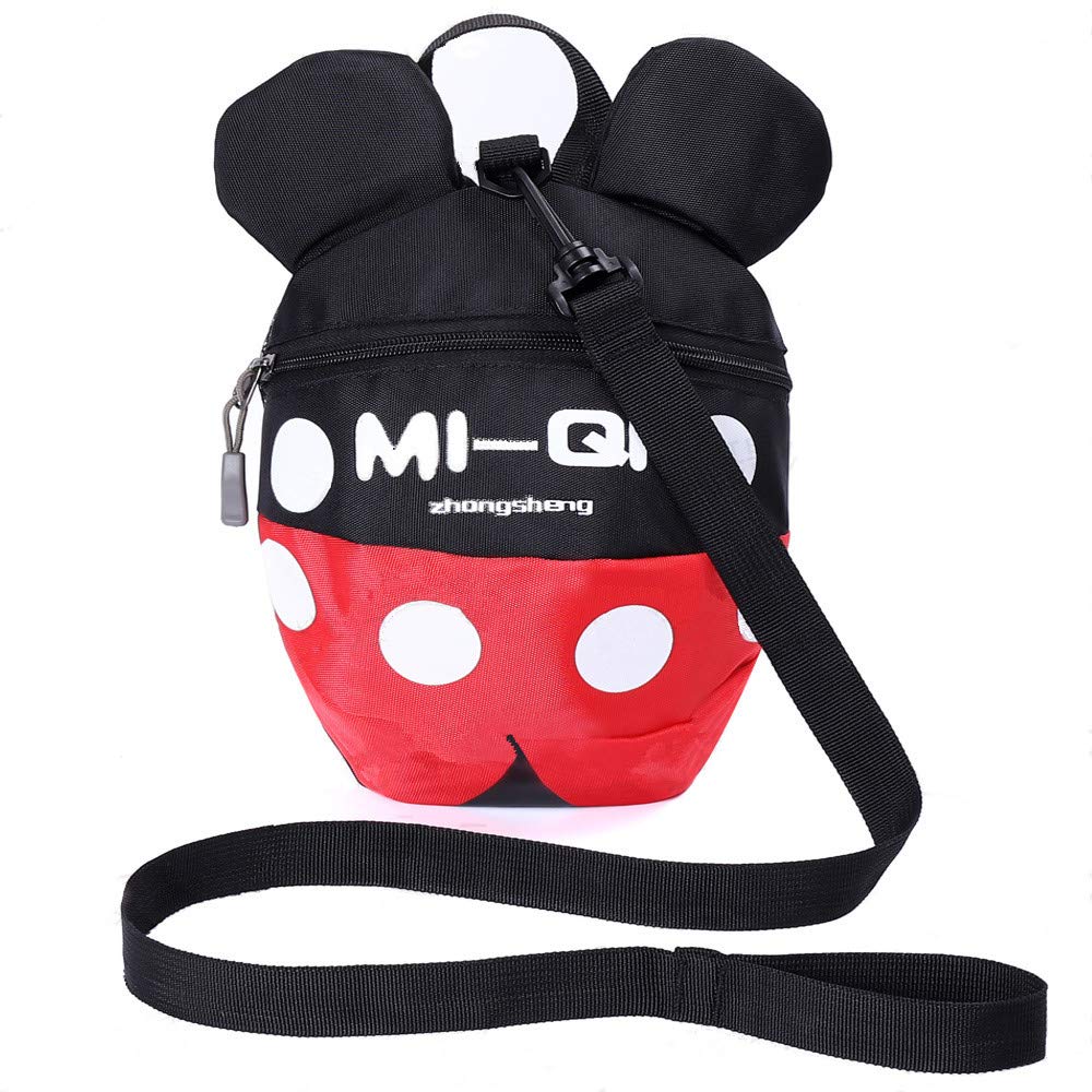﻿Baby Toddler Leash Baby Leash Backpack Little Kid Boys Girls Anti-Lost Travel Bag Harness Reins Cute Cartoon Backpacks with Safety Leash for Baby Backpack Leash for Toddlers 1-5 Years(Black red)