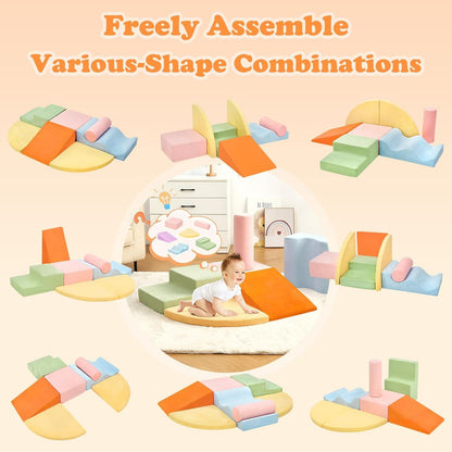 Climbing Toys for Toddlers, Toddler Climbing Toys Indoor, 7-Piece Soft Foam Climbing Blocks Set, Toddler Playtime Corner Climber Indoor Foam Play Gym for Climbing Crawling and Sliding