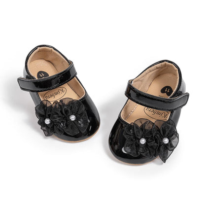 ohsofy Infant Baby Girls Mary Jane Flats Non-Slip Bowknot Princess Wedding Dress Shoes Toddler Crib Shoes
