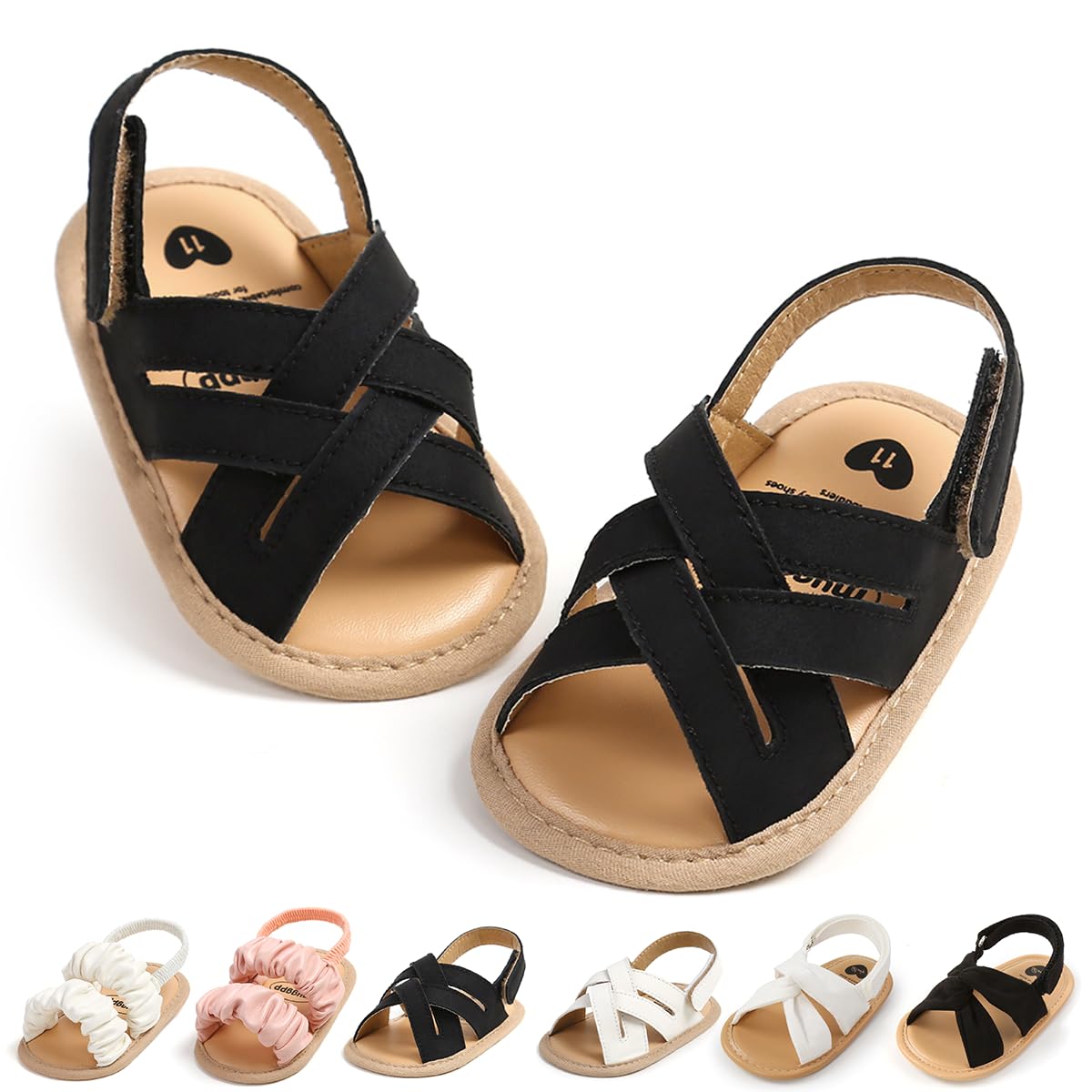 Meckior Infant Baby Girls Boys Summer Sandals Open Toe Lace Princess Dress Wedding Flats Shoes Newborn Toddler Soft Non-slip Sole First Walker Crib Shoes
