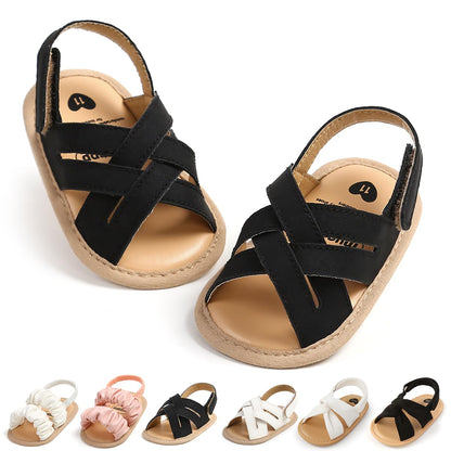 Meckior Infant Baby Girls Boys Summer Sandals Open Toe Lace Princess Dress Wedding Flats Shoes Newborn Toddler Soft Non-slip Sole First Walker Crib Shoes