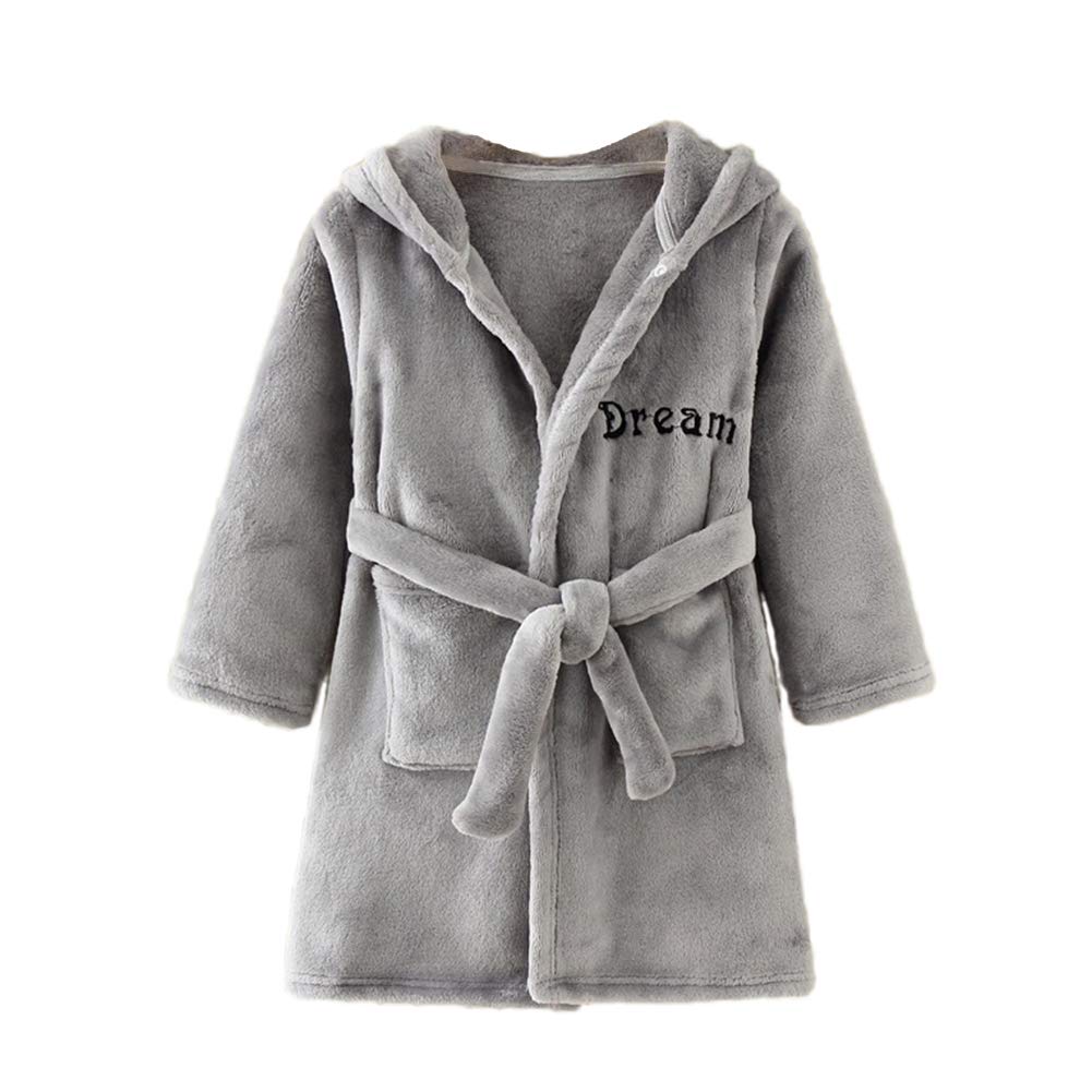 YOLIA Boys Girls Robes Kids Hooded Sleepwear Soft Fleece Bathrobes Cute Housecoat Gowns