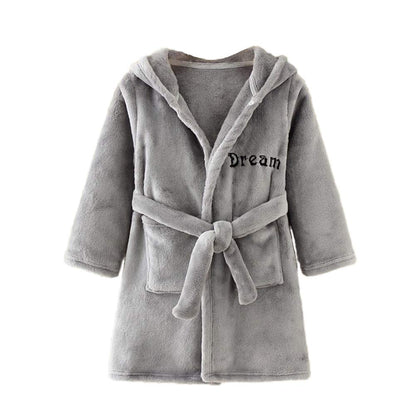 YOLIA Boys Girls Robes Kids Hooded Sleepwear Soft Fleece Bathrobes Cute Housecoat Gowns
