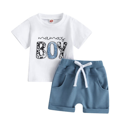 fhutpw Baby Toddler Boy Clothes Summer Outfits 6 12 18 24 Months Patchwork Short Sleeve T Shirt & Shorts Sets with Pockets