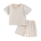 Karwuiio Toddler Baby Boy Summer Outfit Short Sleeve T-Shirt Tops Elastic Waist Shorts Set Baby Boys Clothes