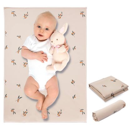 Vegan Leather Baby Changing Mat - Wipeable Portable Changing Pad, Foldable Travel Changing Mat for Baby, Newborns Toddlers Shower Gifts (Flower,20"*28")