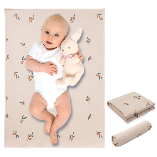 Vegan Leather Baby Changing Mat - Wipeable Portable Changing Pad, Foldable Travel Changing Mat for Baby, Newborns Toddlers Shower Gifts (Flower,20"*28")