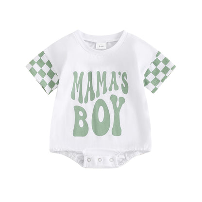 Newborn Infant Baby Boy Summer Outfit Mamas Boy Baby Clothes Boy Oversized Romper Shirts Short Sleeve Onesie