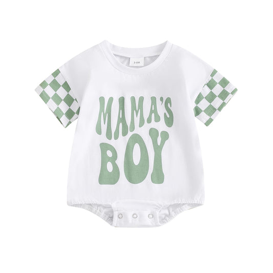 Newborn Infant Baby Boy Summer Outfit Mamas Boy Baby Clothes Boy Oversized Romper Shirts Short Sleeve Onesie
