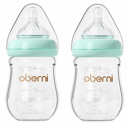 Glass Baby Bottles,Anti Colic Breastfeeding Bottle with Natural Response Nipple Size S,Wide Neck Slow Flow Baby Bottle for Baby,Newborn,Preemie 0-3 0-6 Month,BPA Free (Pink, 1 Pack, 5 Ounce)