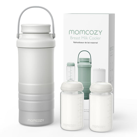 Momcozy 22oz Portable Breast Milk Cooler for Outdoor, Life Saver with 360° Total Cooling for 24 Hours, Larger Capacity Travel Breastmilk Chiller with 2pcs Baby Bottles for Breastmilk Storage, Green