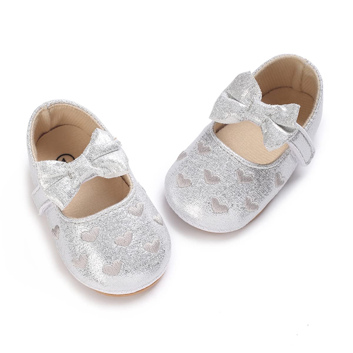LAFEGEN Baby Girls Mary Jane Flats with Bownot Non Slip Soft Sole PU Leather Newborn Infant Toddler First Walker Cirb Dress Shoes