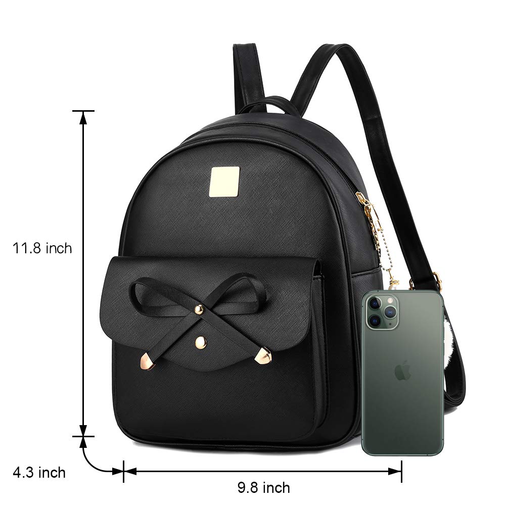 I IHAYNER Girls Bowknot 3-Pieces Fahsion Leather Backpack Backpack Purse for Women Rucksack for Ladies Shoulder Bag