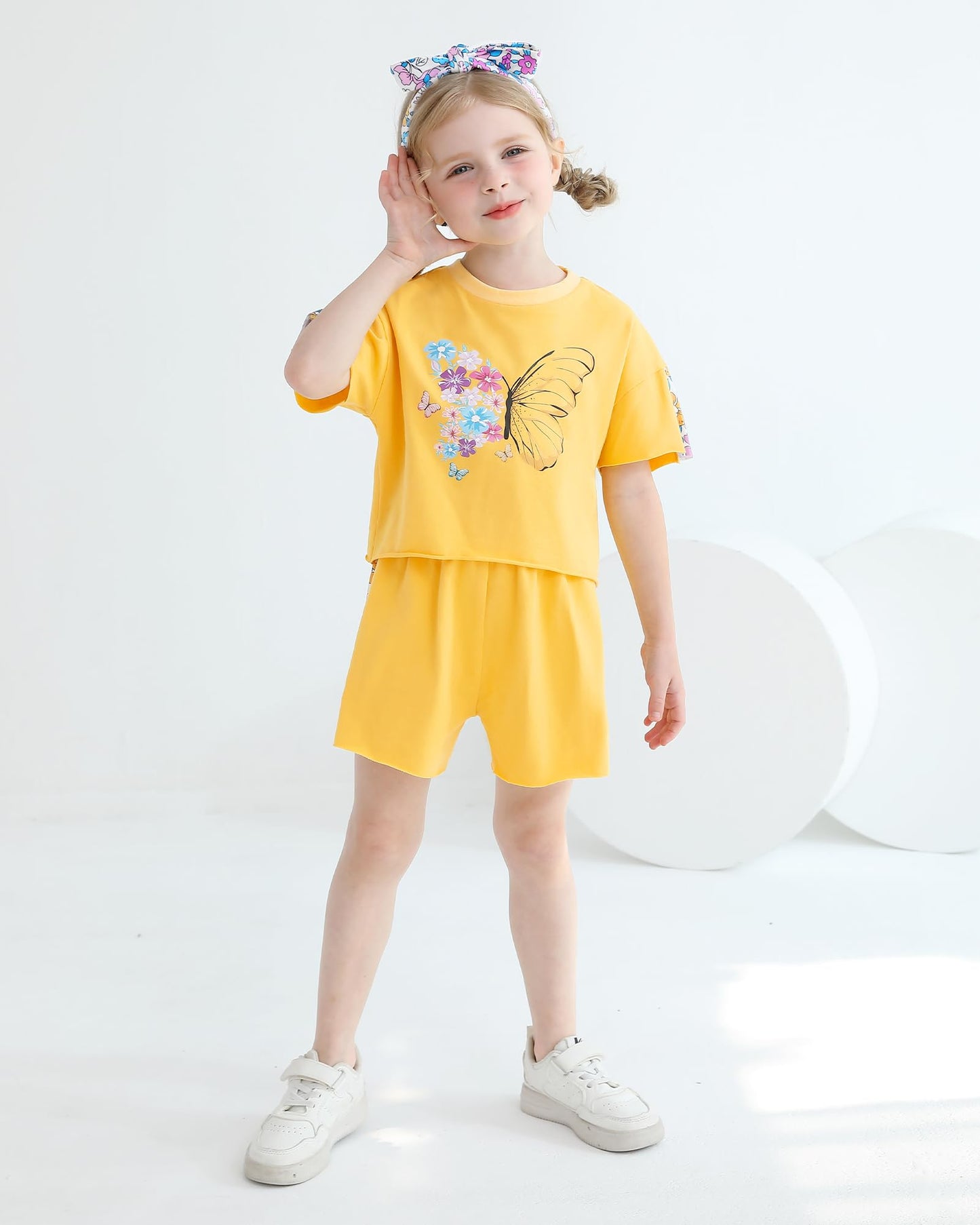WESIDOM Toddler Girl Clothes Baby Girls Outfits 6M-5T Summer Floral Print Shirt+Shorts+Headband 3pcs Baby Clothing