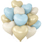 Sage Green Gold Heart Balloons,12Pcs Light Gold Heart Shaped Foil Balloons,18Inch Cream White Helium Mylar Balloon for Baby Shower Birthday Anniversary Wedding Party Decorations