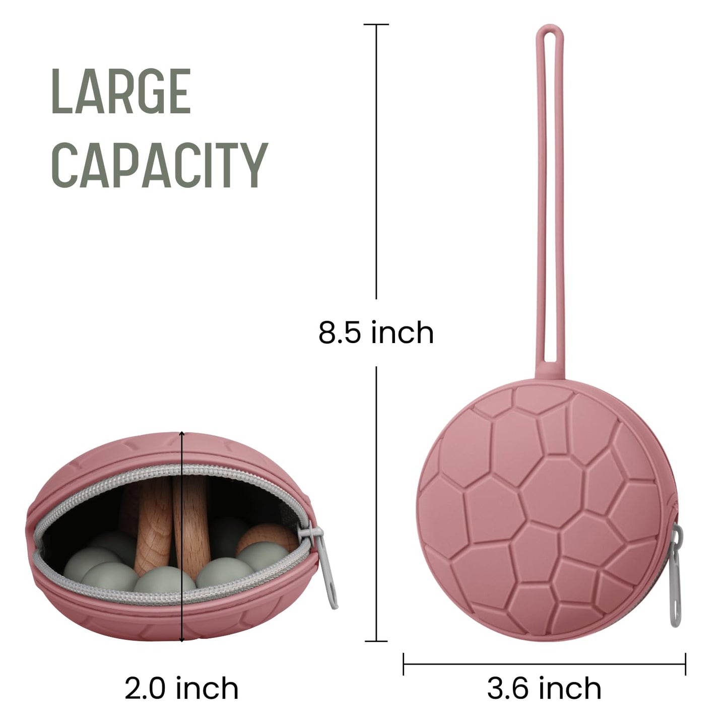Silicone Pacifier Holder Case, BPA-Free Newborn Baby Silicone Pacifier Holder for Boys & Girls, Portable Silicone Pacifier Container Case (Soft Lilac/Blush)