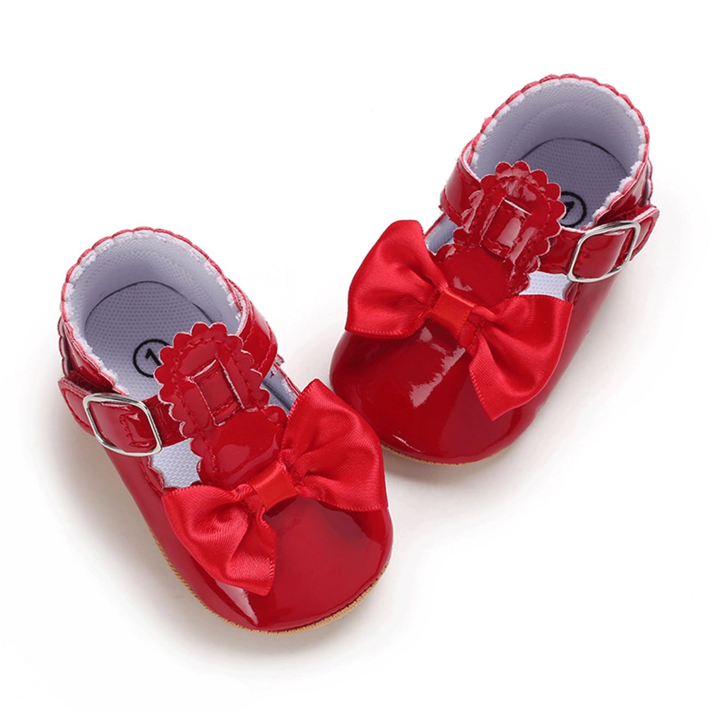 Baby Girl Mary Jane Flats Dress Shoes - Infant Newborn Shoes Anti-Slip Soft PU Leather Party School Wedding Princess Baby Girl Shoes 0-18M