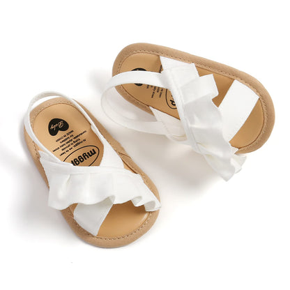 SOFMUO Baby Girls Sandals Premium Soft Sole Infant Indoor Flat Newborn Slippers Lightweight Comfort Toddler Summer Princess Dress Shoes