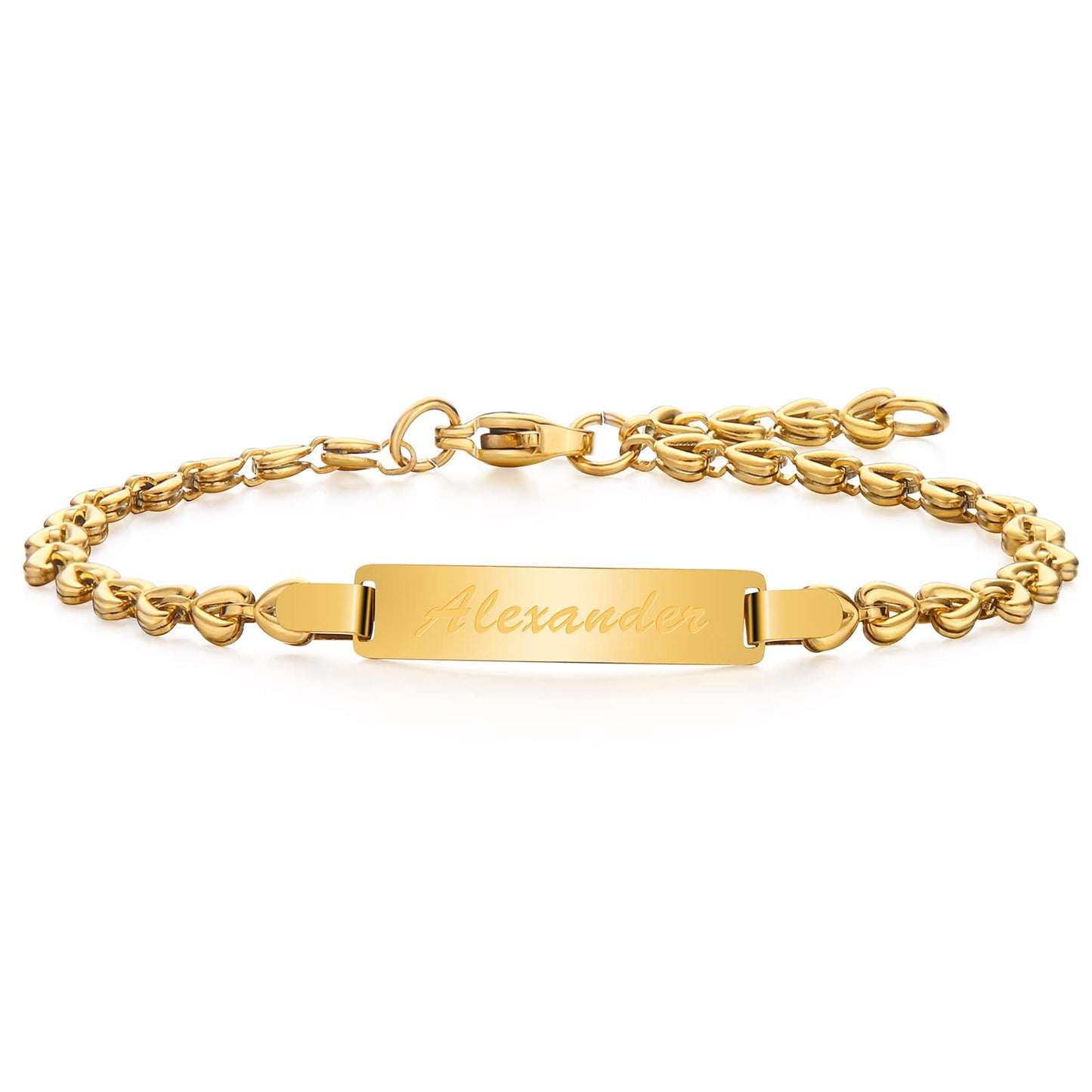Tina&Co Personalized Baby Name Bracelet Customized 18K Gold Plated for NewBorn to Children Girl Boy Birthday Baby Shower Gift Personalized Gift 2313B (Style 1)
