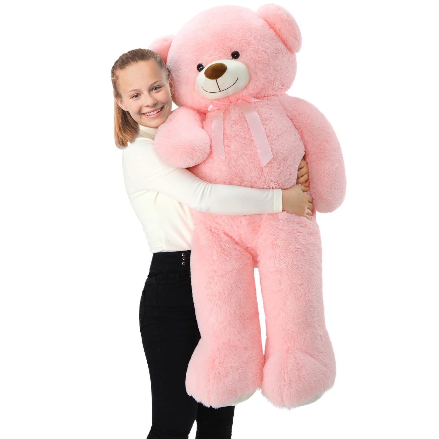 Tezituor 59" Gaint Teddy Bear Stuffed Animal,5ft Life Size Big Teddy Bears,Light Brown Cute Soft Plush Toy,Gifts for Kids Girls Boys Girlfriend Valentine,Christmas,Birthday,Baby Shower,Wedding Party