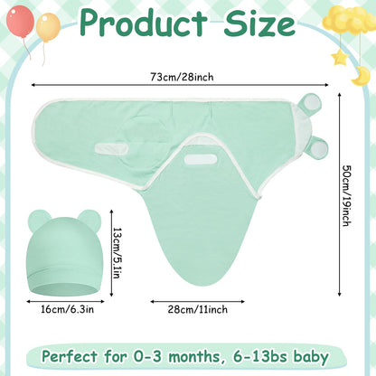 Ramede 6 Pack Baby Swaddle Blanket with Hats Sleep Swaddle for 0-3 Months Newborn Sacks Soft Cotton Wearable for Boy Girl