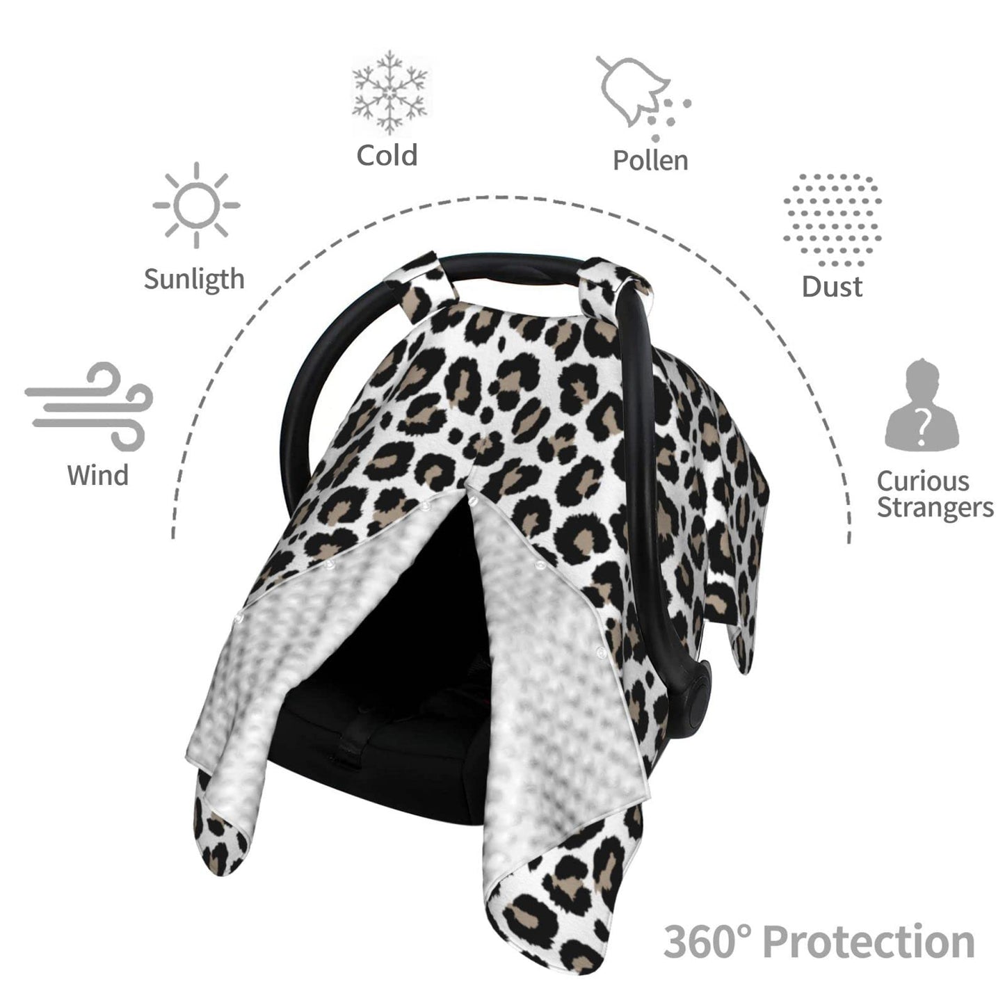 9CH Car Seat Covers for Babies, Peekaboo Opening Minky Car Seat Cover for Baby Mom Nursing Breastfeeding Covers, Winter Minky Baby Carrier Cover for Girls Boys (Black Star)