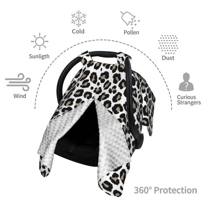 9CH Car Seat Covers for Babies, Peekaboo Opening Minky Car Seat Cover for Baby Mom Nursing Breastfeeding Covers, Winter Minky Baby Carrier Cover for Girls Boys (Black Star)