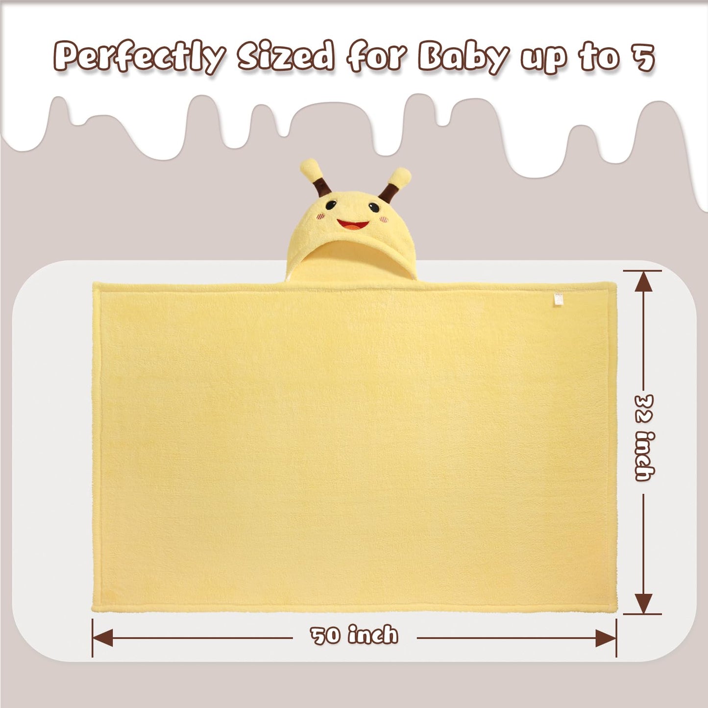 Hooded Baby Towels Boy for 0-6 Years, 50"x 32" Extra Large Toddler Bath Towels with Hood for Boys & Girls, 2-Pack Absorbent Thick Soft Gift for Kids Yellow Lion & Orange Monkey