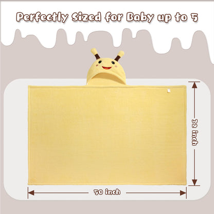 Hooded Baby Towels Boy for 0-6 Years, 50"x 32" Extra Large Toddler Bath Towels with Hood for Boys & Girls, 2-Pack Absorbent Thick Soft Gift for Kids Yellow Lion & Orange Monkey