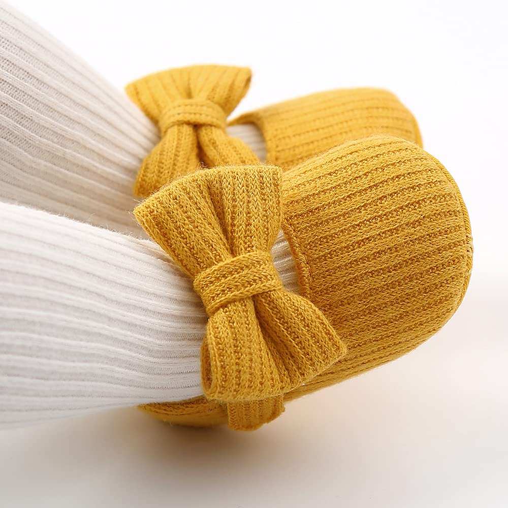 Baby Girls Mary Jane Flats with Bowknot Flowers Soft Newborn Infant First Walkers Crib Shoes Wedding Party Christmas Dress Shoes