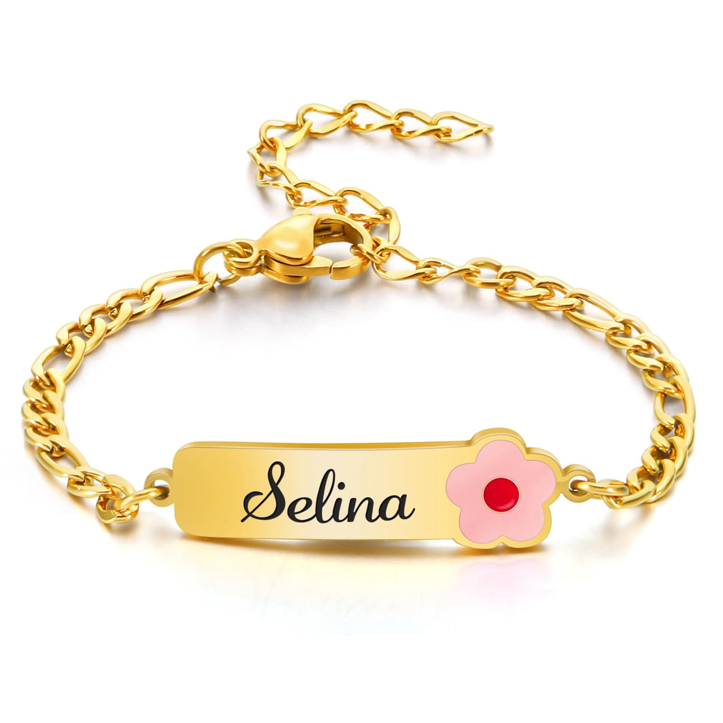 Personalized Baby Name Bracelet, 18K Gold Plated Customized Bracelets Id Protection Bracelet New Born Birthday Gift for Toddler Girls Boys