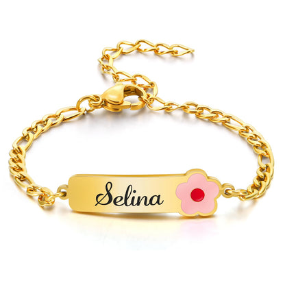 Personalized Baby Name Bracelet, 18K Gold Plated Customized Bracelets Id Protection Bracelet New Born Birthday Gift for Toddler Girls Boys