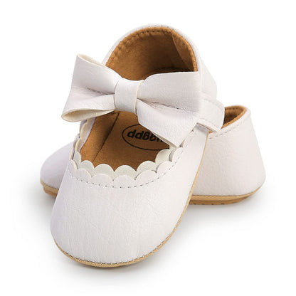 LAFEGEN Baby Girls Mary Jane Flats with Bownot Non Slip Soft Sole PU Leather Newborn Infant Toddler First Walker Cirb Dress Shoes