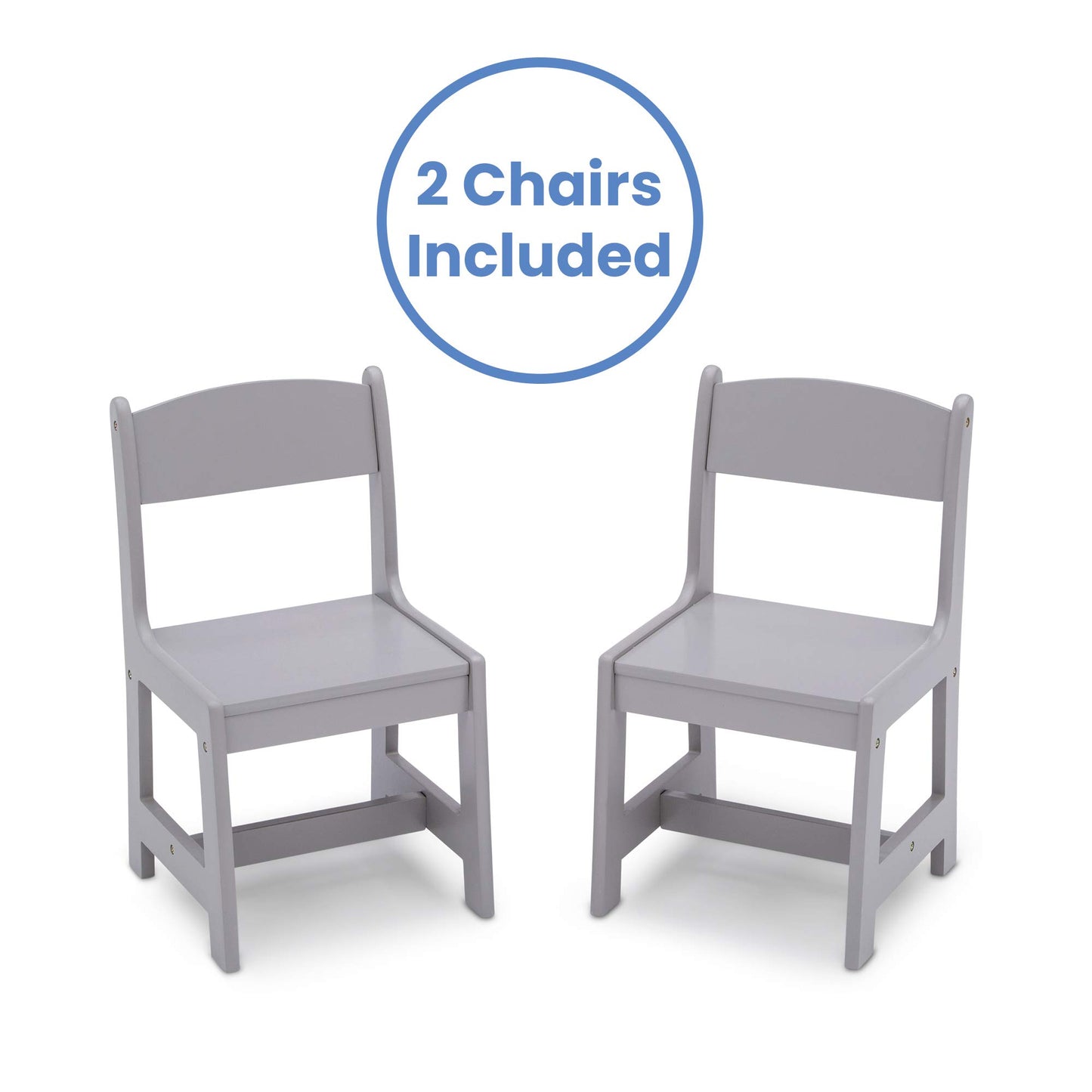 Delta Children MySize Kids Wood Table and Chair Set (2 Chairs Included) - Ideal for Arts & Crafts, Snack Time, & More - Greenguard Gold Certified, Bianca White, 3 Piece Set