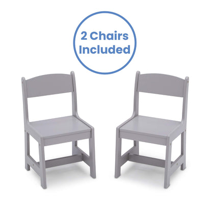 Delta Children MySize Kids Wood Table and Chair Set (2 Chairs Included) - Ideal for Arts & Crafts, Snack Time, & More - Greenguard Gold Certified, Bianca White, 3 Piece Set