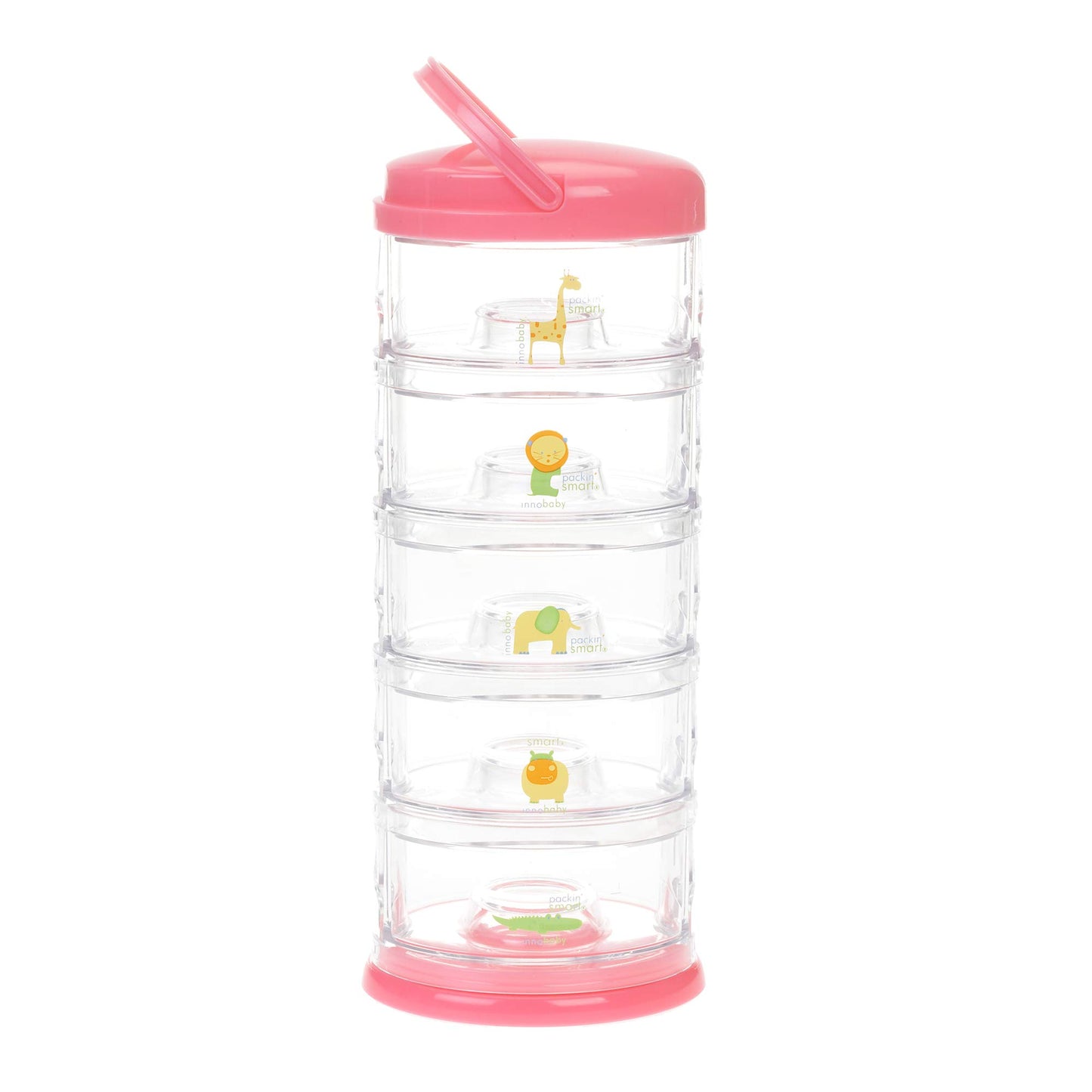 Innobaby Packin' Smart Stackable and Portable Storage System for Formula, Baby Snacks and More. 5 Stackable Cups in Lime Sorbet. BPA Free.