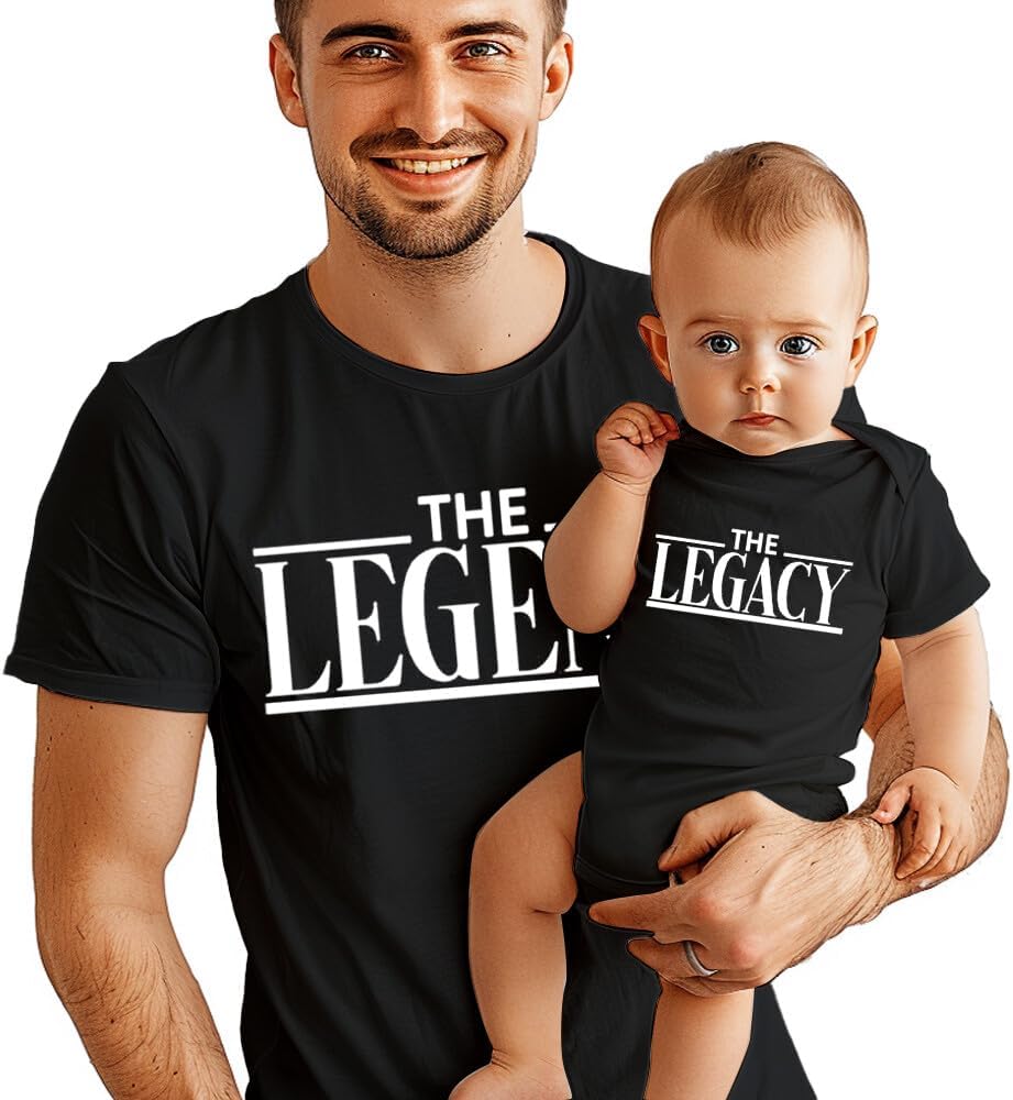 The Legend The Legacy - Personalized Dad & Baby Matching Outfits - Son & Daughter Shirts - First Time Dad & Baby Matching Set