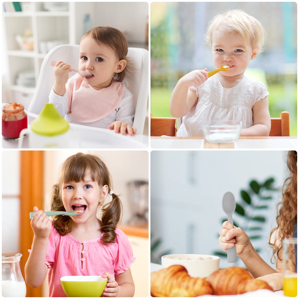 Vicloon Silicone Baby Feeding Spoons - 7 PCS First Stage for Infants, Ultra-Durable & Chewproof, Dishwasher Safe Baby Utensils