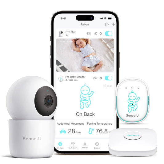 Sense-U Pro Baby Movement Monitor with Arousal Vibration, Movement/Rollover/Overheating Alerts, Audible & App Notifications, Easy Clip-On Design, Smart Sleep Monitor, FSA/HSA Eligible
