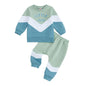 Kupretty Toddler Baby Boy Fall Winter Clothes Color Block Long Sleeve Sweatshirt Pullover Tops + Joggers Pants Outfit Set