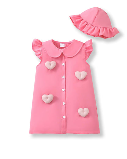 Renotemy Infant Baby Girl Dresses Toddler Girl Clothes Summer Cotton Linen Boho Smocked Sundress Gift for Girls with Hat