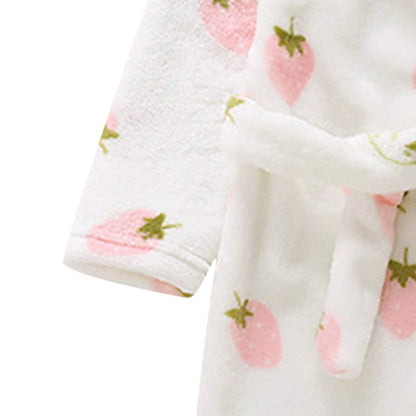 Chamarras de invierno para niños y niñas con estampado de fresa, franela de baño