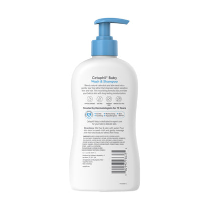 Cetaphil Baby Wash & Shampoo Plus Body Lotion, Healthy Skin Essentials, Head to Toe Hydration for up to 24 Hours, for Delicate, Sensitive Skin, 2-Pack,White