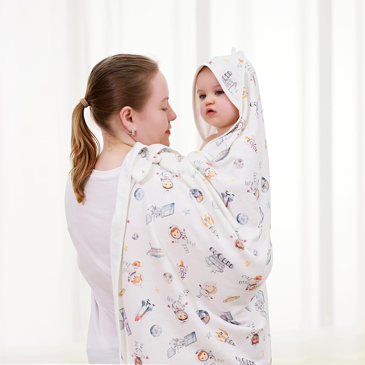 GRSSDER Baby Hooded Towel 2 Pack for Newborn, Super Soft Bath Towels with Original Design, Ultra Absorbent Knit Terry, Large Toddler Towels with Hood for Girls, Shower Gifts for Infant, 34"x 34"