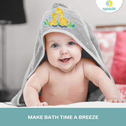 Spasilk Baby Bath Hooded Terry Towel with 3 Washcloths, Baby Bath Essentials, One Size, Blue Whale
