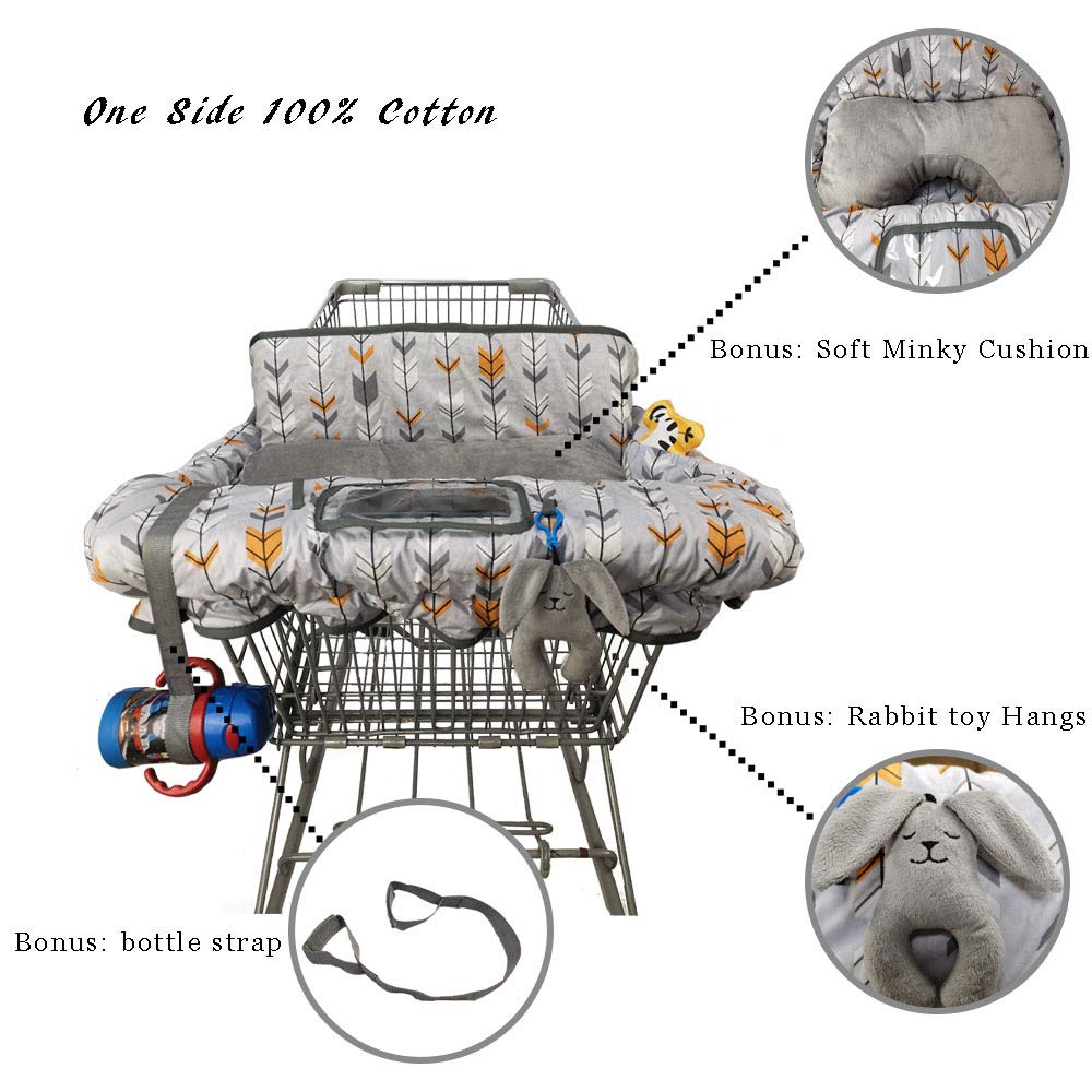 Shopping Cart Cover for Baby/Toddler 2-in-1 High Chair Cover, Easy Attach & Remove, with Cellphone Holder, Pink Strip Star