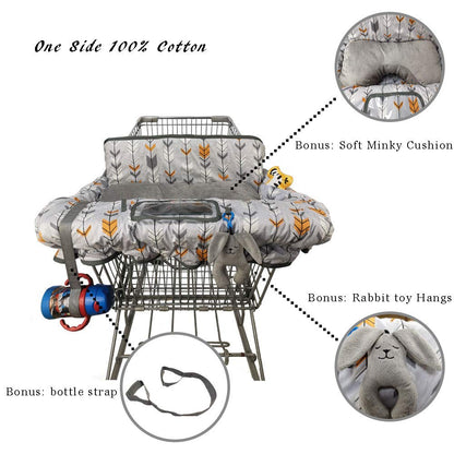 Shopping Cart Cover for Baby/Toddler 2-in-1 High Chair Cover, Easy Attach & Remove, with Cellphone Holder, Pink Strip Star